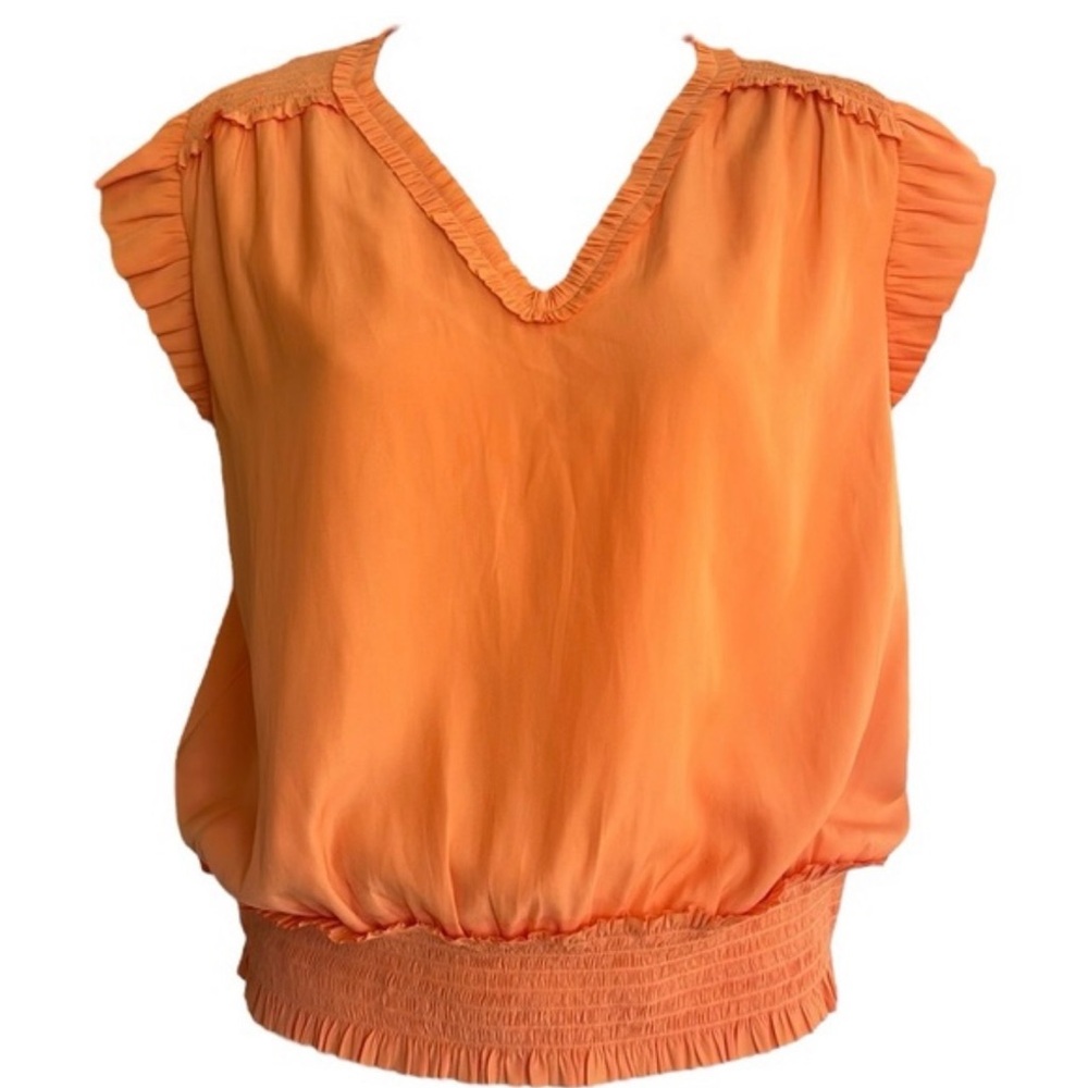 Evereve Orange Ruched Relaxed Blouse